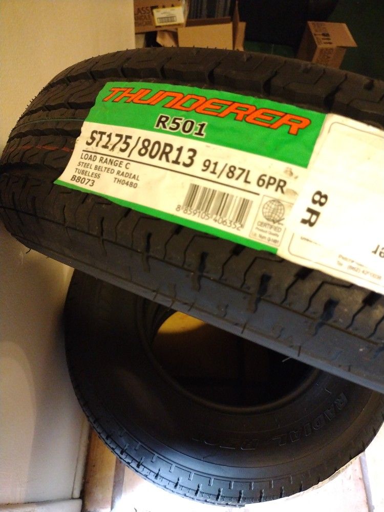 New 4 Trailer Tires. St175/80/R13 Thunderer ST Radial R501