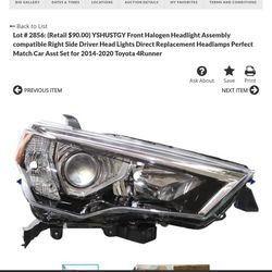 Headlight Assembly Toyota 4RUNNER Right Side 