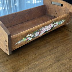 Vintage Hand-Painted Wood Doll Cradle / Rocker