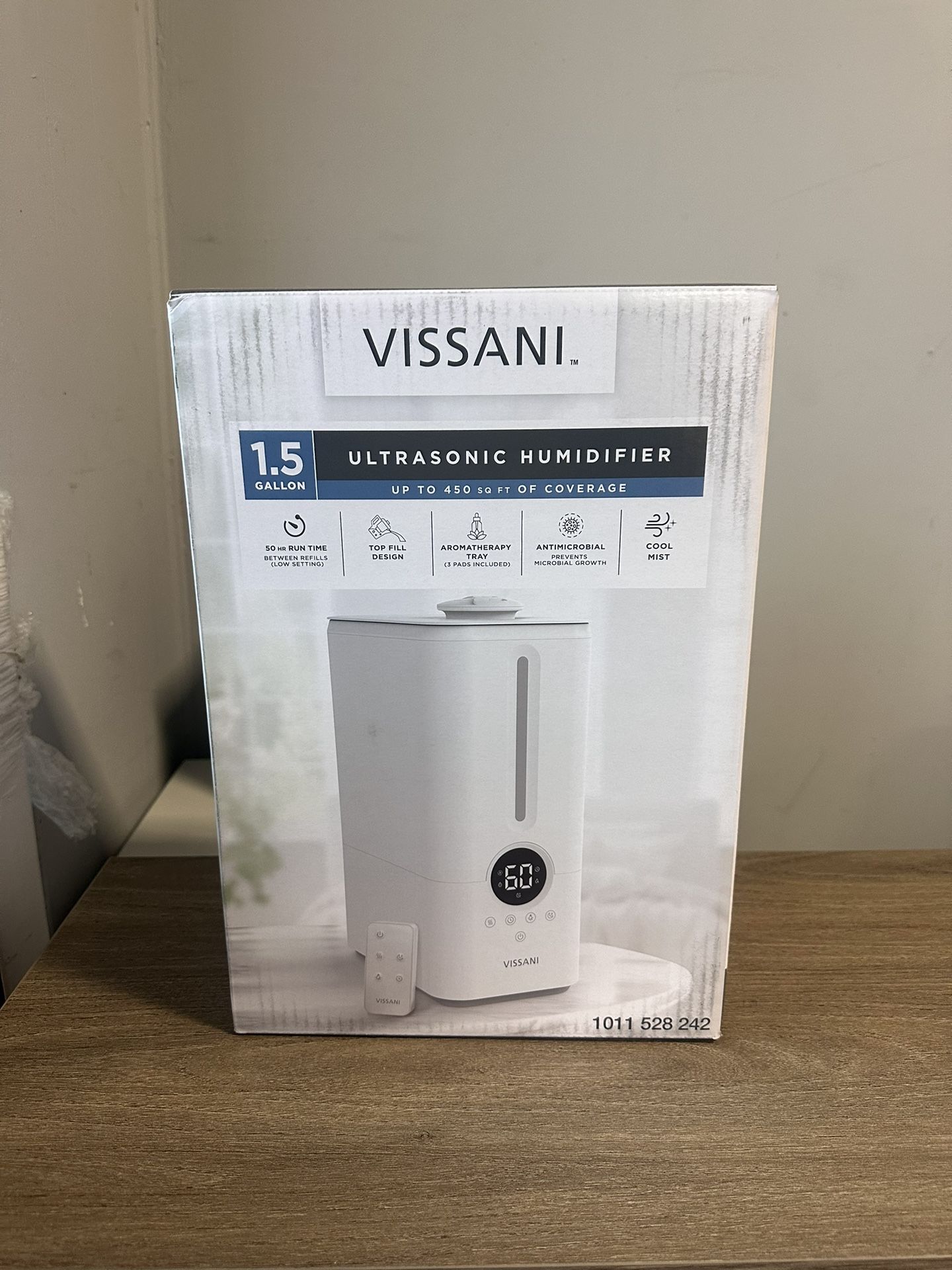 Vissani 1.5 Gal. Ultrasonic Humidifier 360 Degree Turning Dual Nozzle Cool Mist for Medium Room in White