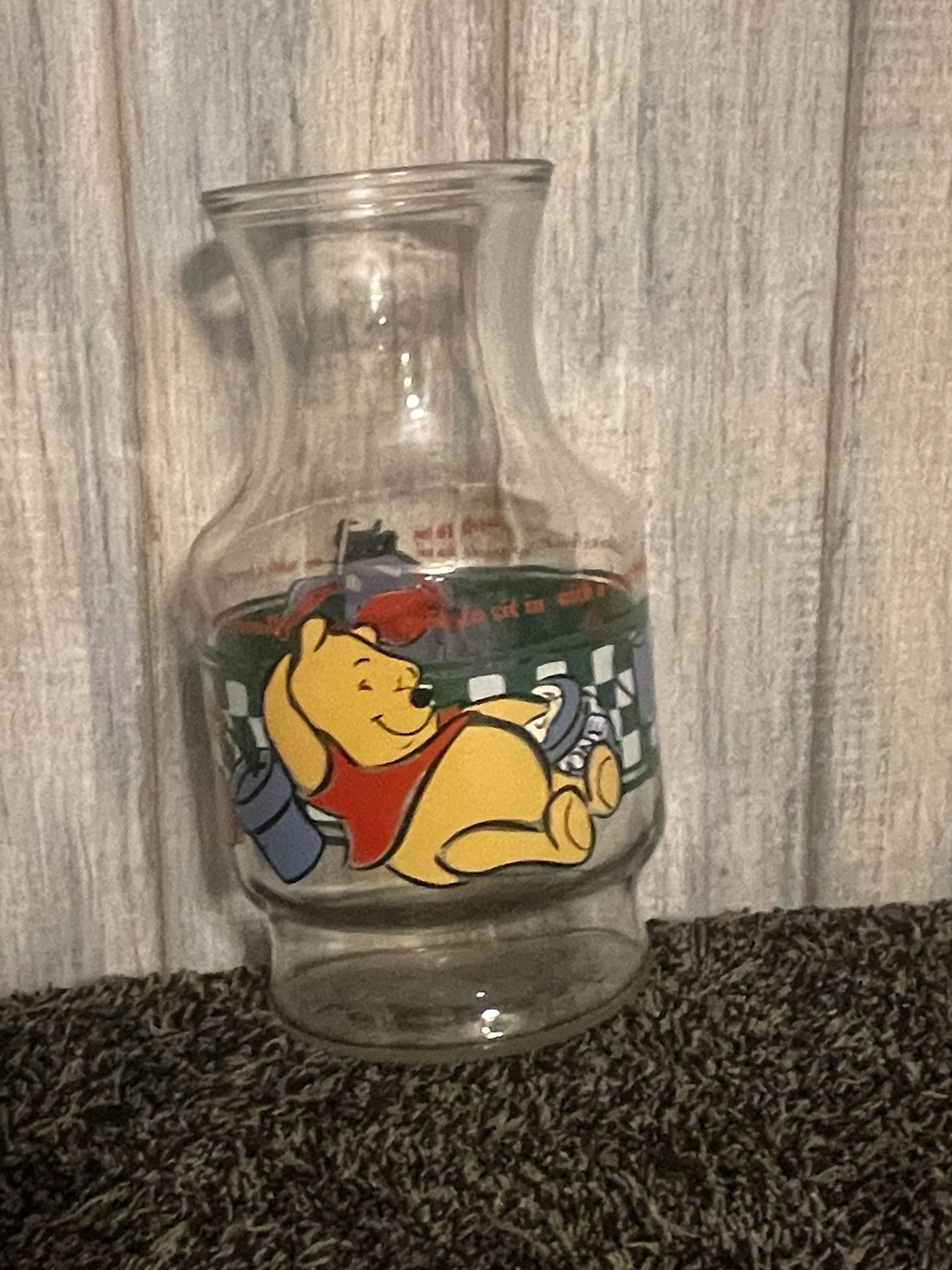 Vintage Disney Winnie the Pooh & Eeyore Glass Juice Carafe by Anchor Hocking