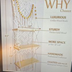 Macrame Wall Hanging 3 Tiers Shelf (Only 2 Left) 
