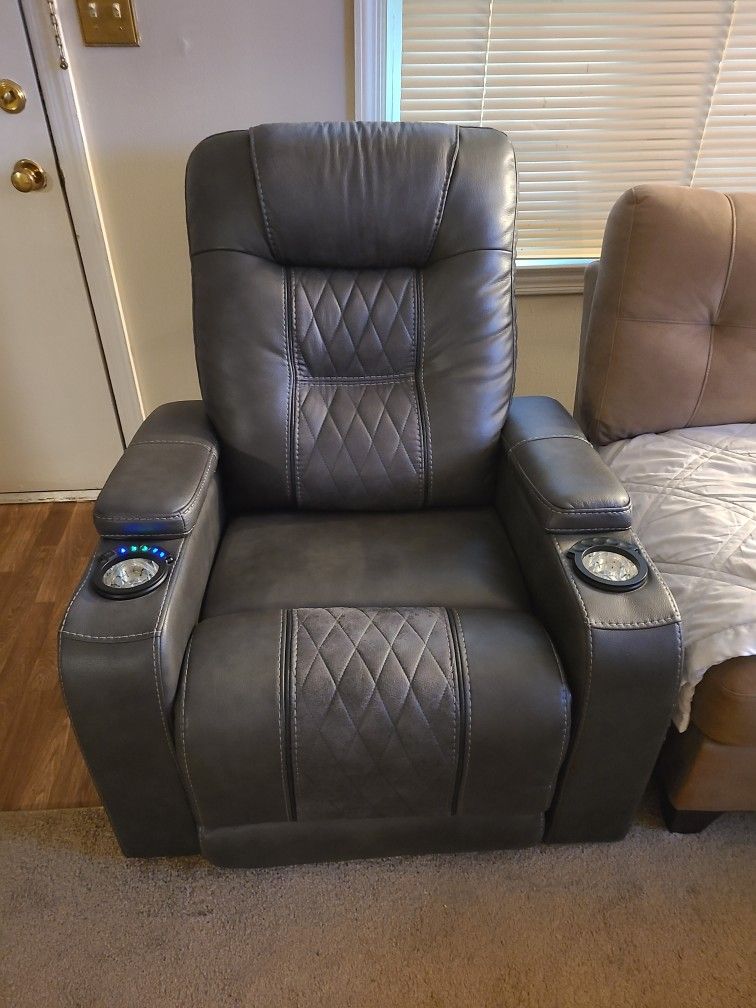 Ashley Gray Leather Recliner