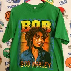 Vintage 2000s Y2K Young Bob Marley Jamaican Reggae Artist Singer Graphic Tee Shirt