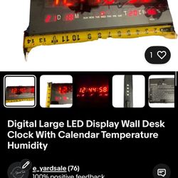 Digital Large LED Display Wall Desk Clock With Calendar Temperature Humidity