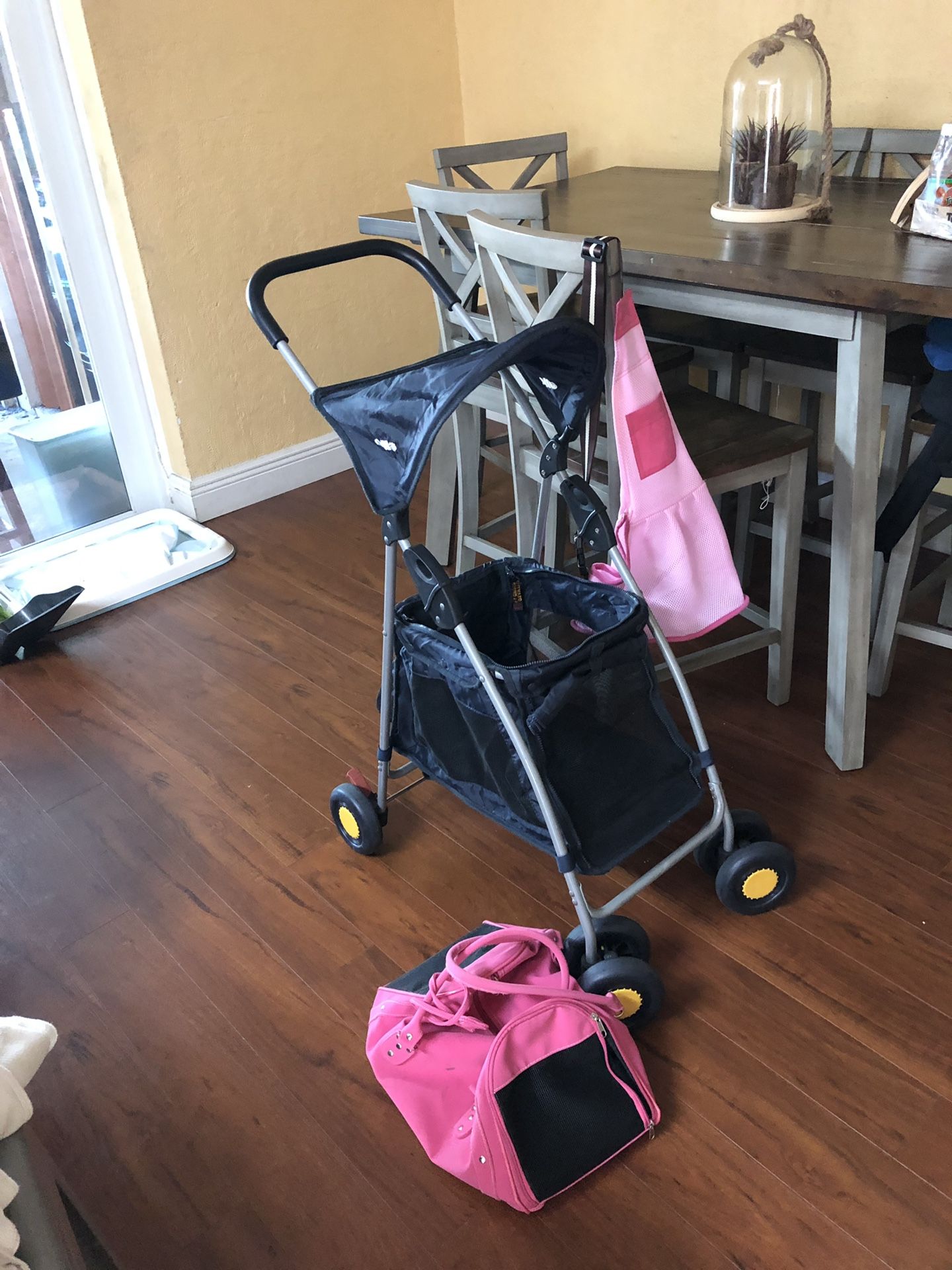Dog stroller and carrier bag combo