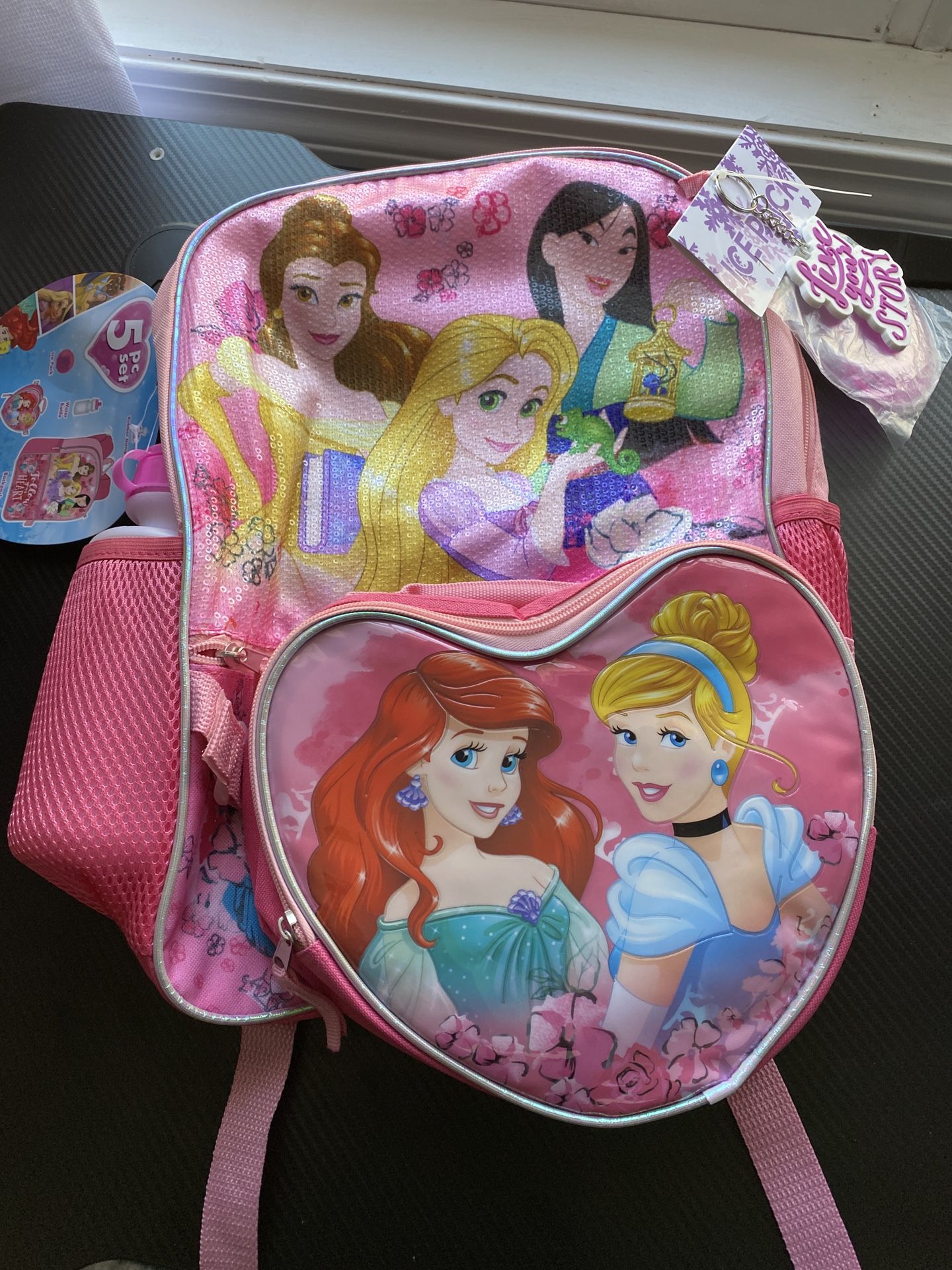Disney Princess Combo Girls School Backpack Lunch Box Book Bag 5pc Set