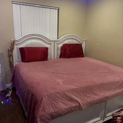 Two Twin L.E.D Beds ,  Two Spring Box, Nightstand, And Mirror & Dresser.