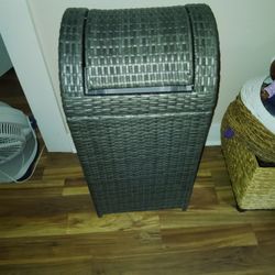 Faux Wicker Trash Bin