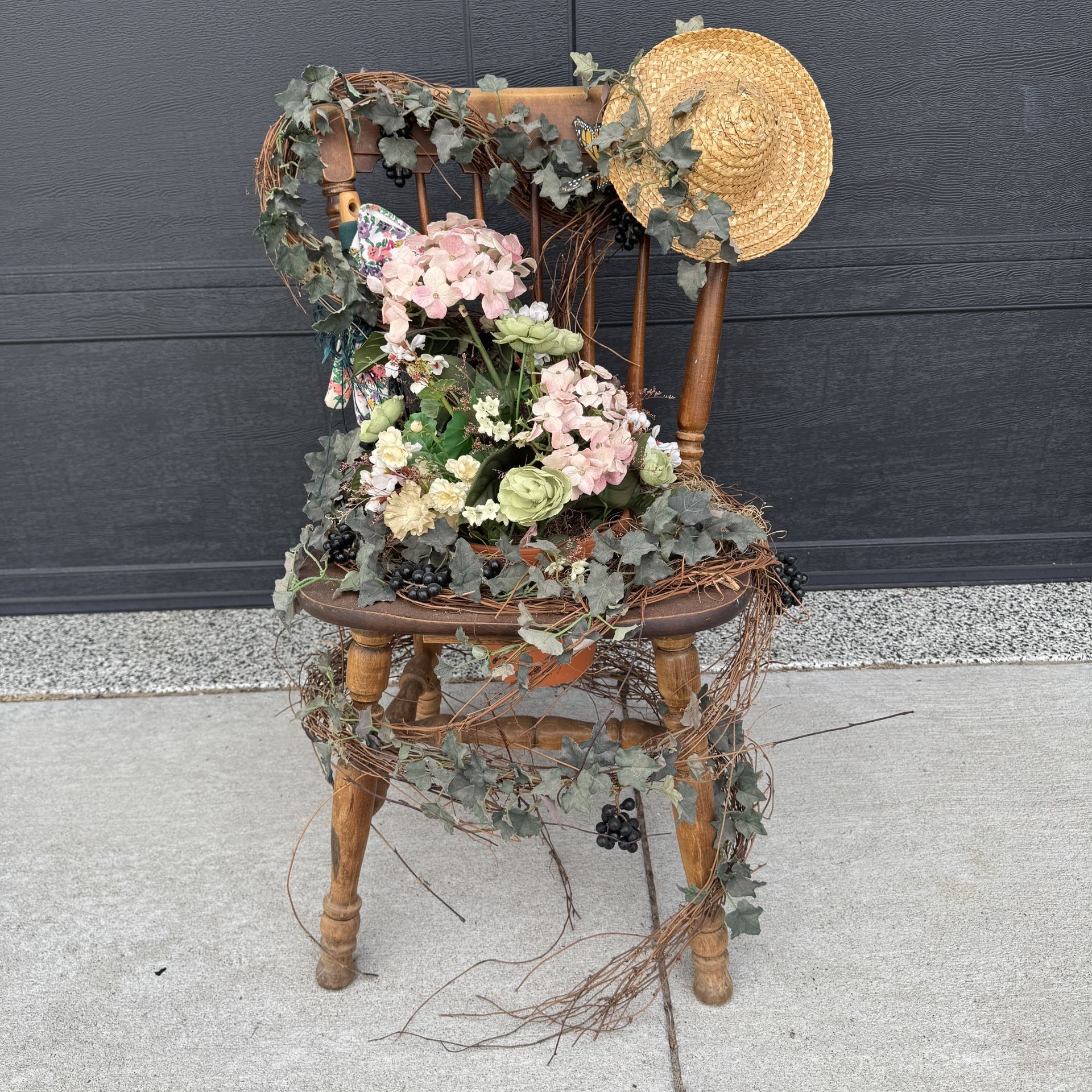 Faux Floral Standing Chair Display