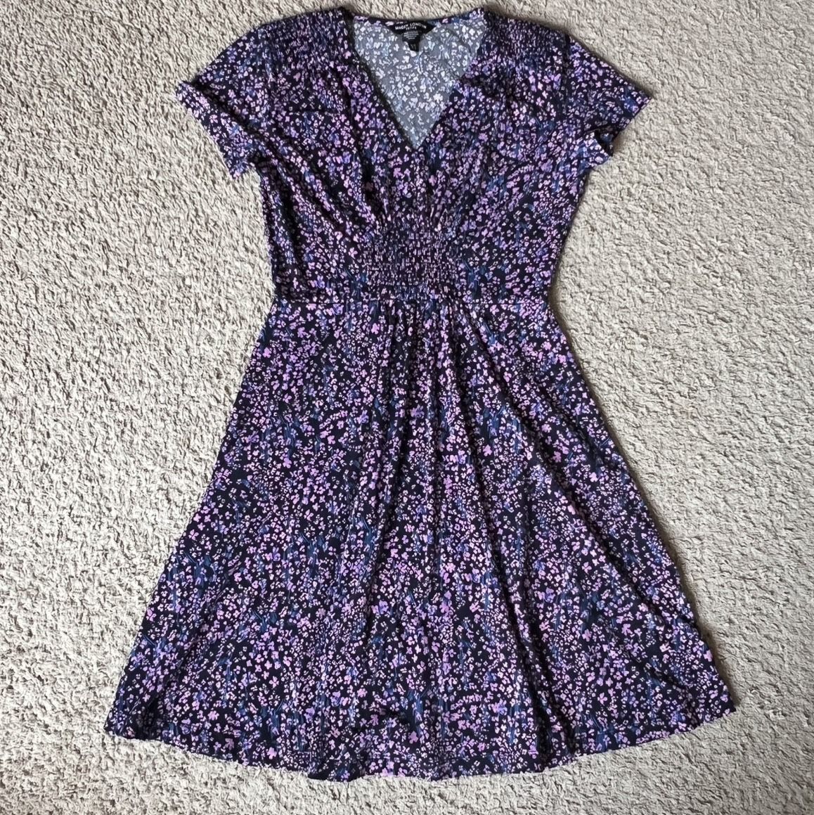 Floral Purple Dress Size US 2P Maggy London Petite Summer Casual
