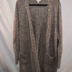 Ladies plus size 4X Terra & Sky long tan duster open cardigan sweater 