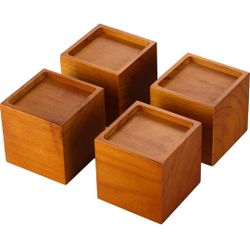 Bed Risers, Wood Furniture Risers 4 Inch, Brown, 4 Pack