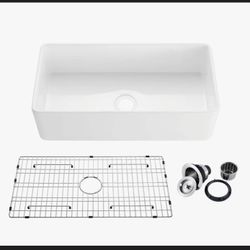 ☀️ #810W Pure 36" W Single Bowl Fireclay Farmhouse Kitchen Sink K2-SF36