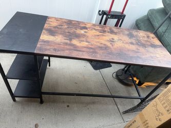 Industrial Wood and Metal Desk with Shelves