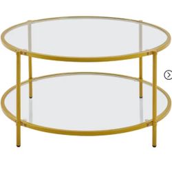 Modern Round Glass-Top Coffee Table for Living Room 