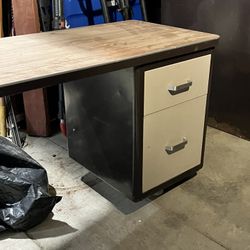 Vintage Mid-Century Steelcase Tanker Desk And File Cabinet