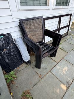 Patio Table & Chairs Set (Metal & Ceramic)