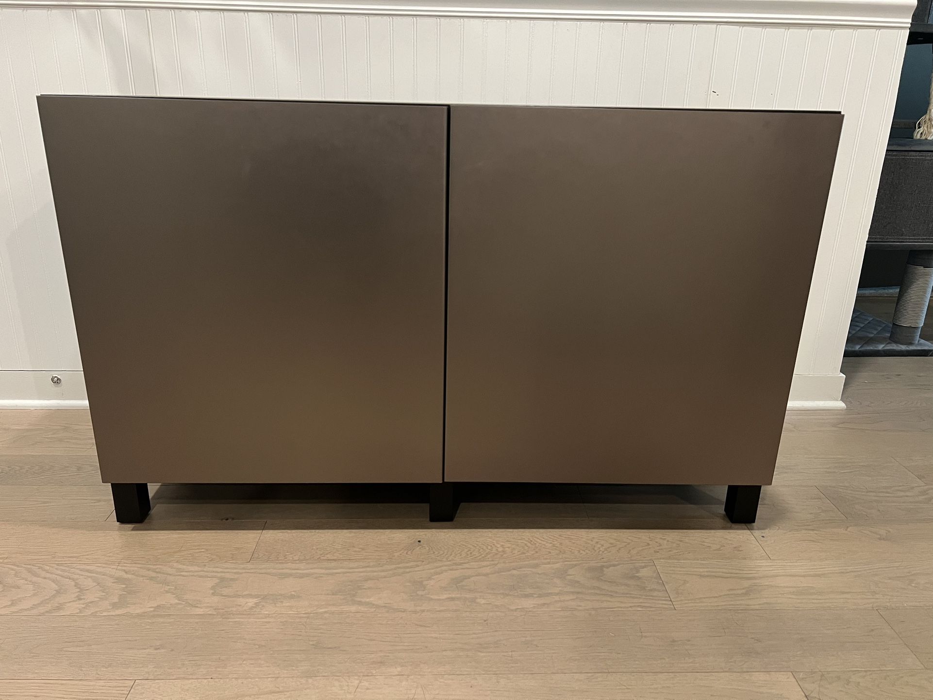 Light Bronze IKEA BESTÅ Credenza/Storage with Doors, Shelves, and Legs