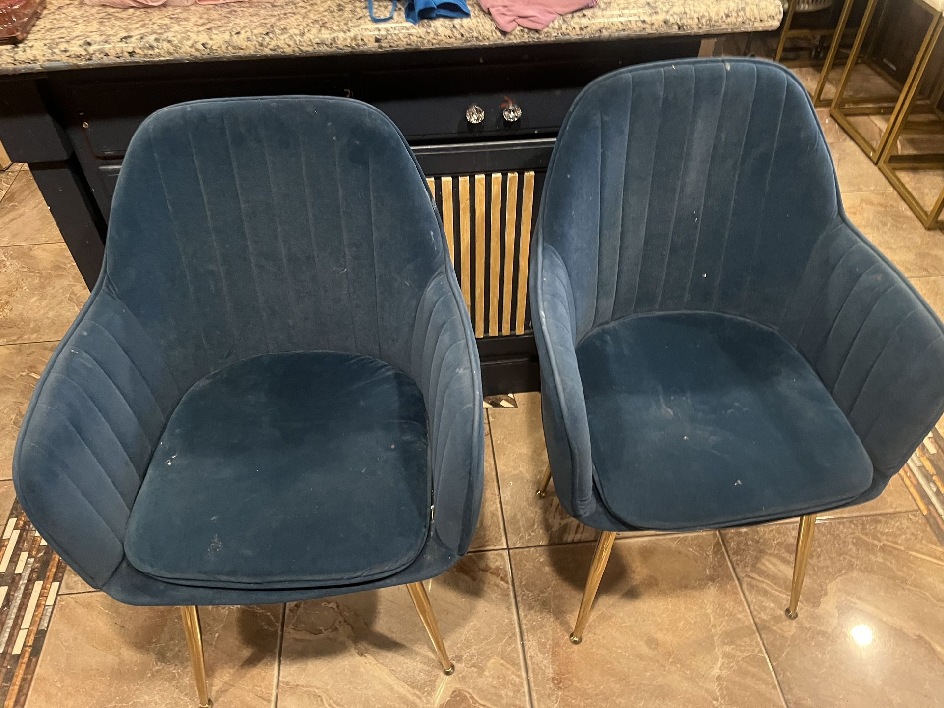 two blue chairs