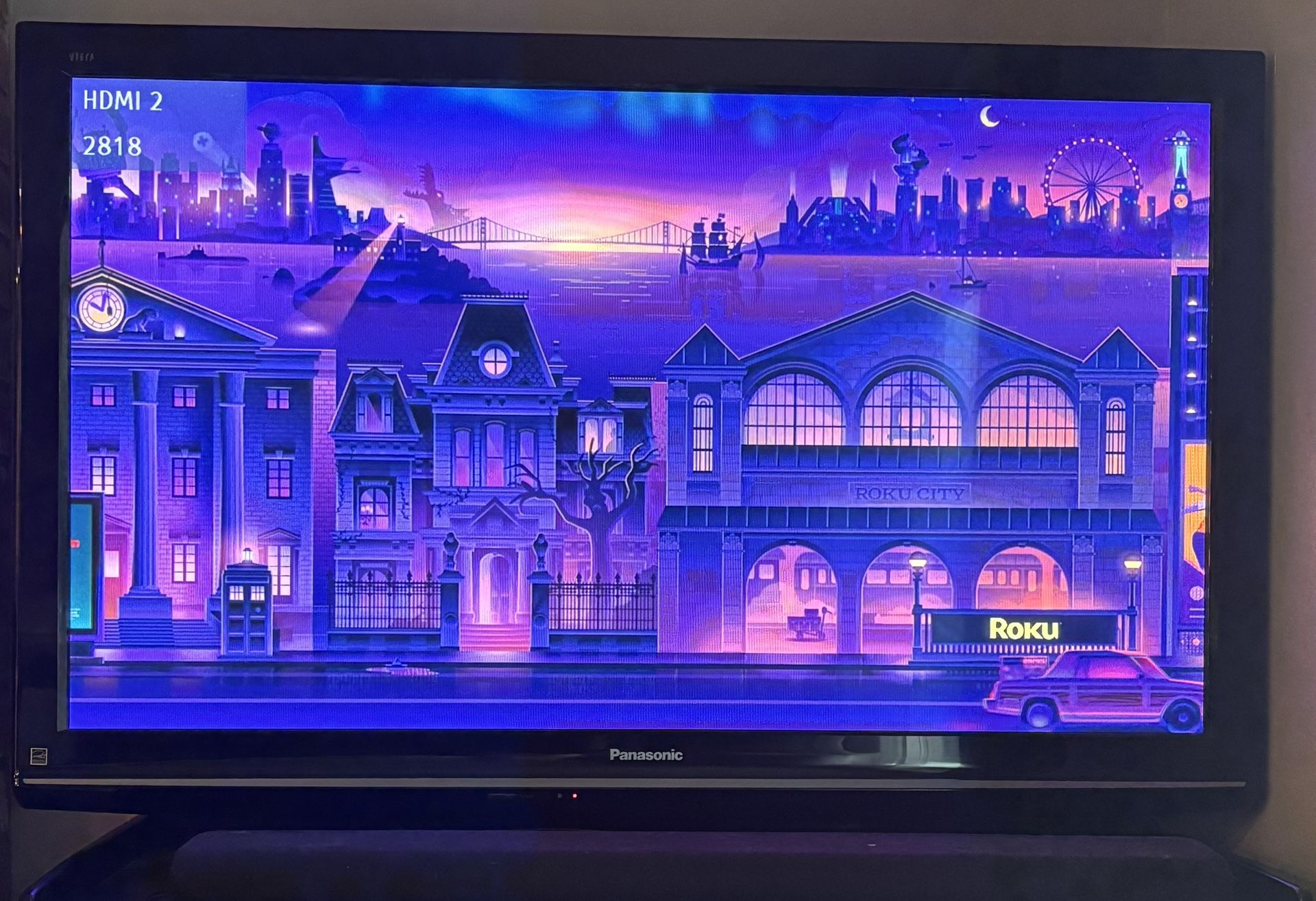 Panasonic 50” Viera tv with Roku  Works very well, just got a new one.  See attached video and pics. 