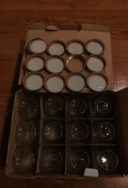 NEW GLASS CANNING JARS PACK OF 12 WITH LIDS RINGS