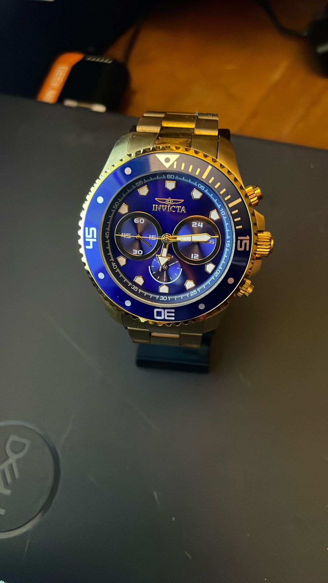 Invicta Chronograph Pro Diver Blue Dial/ Gold Plated