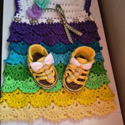 $25 Vestidos tejidos para niña incluye zapatitos y diadema
