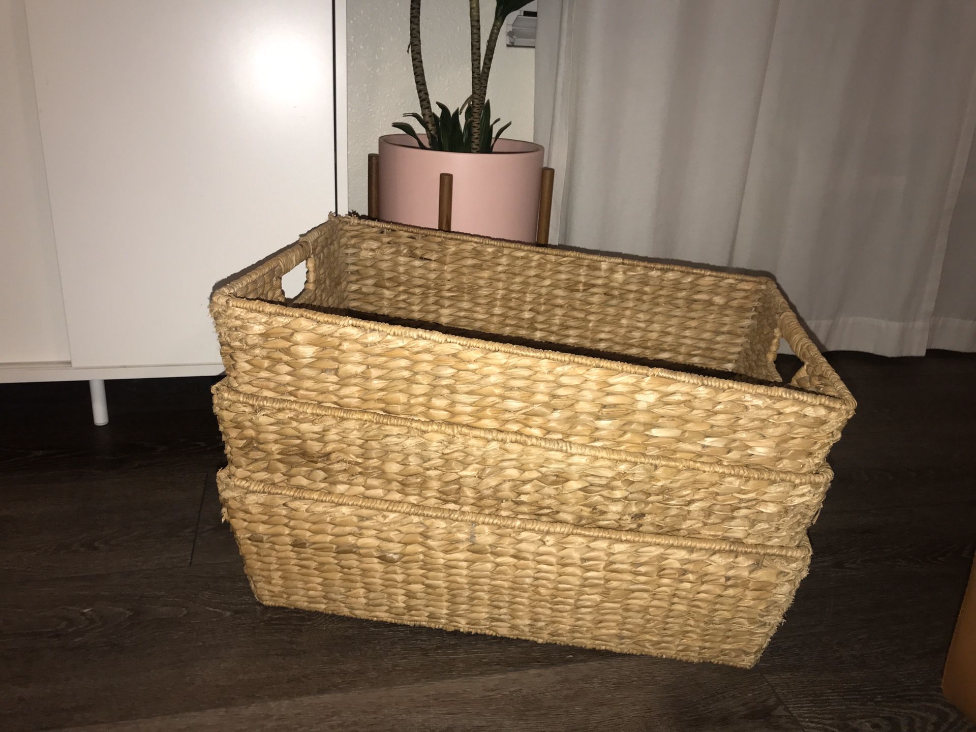 3 pottery barn under-bed baskets
