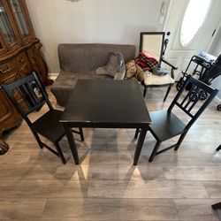 Used Black Kitchen Table with 2 Chairs – Compact Size (29x29”)