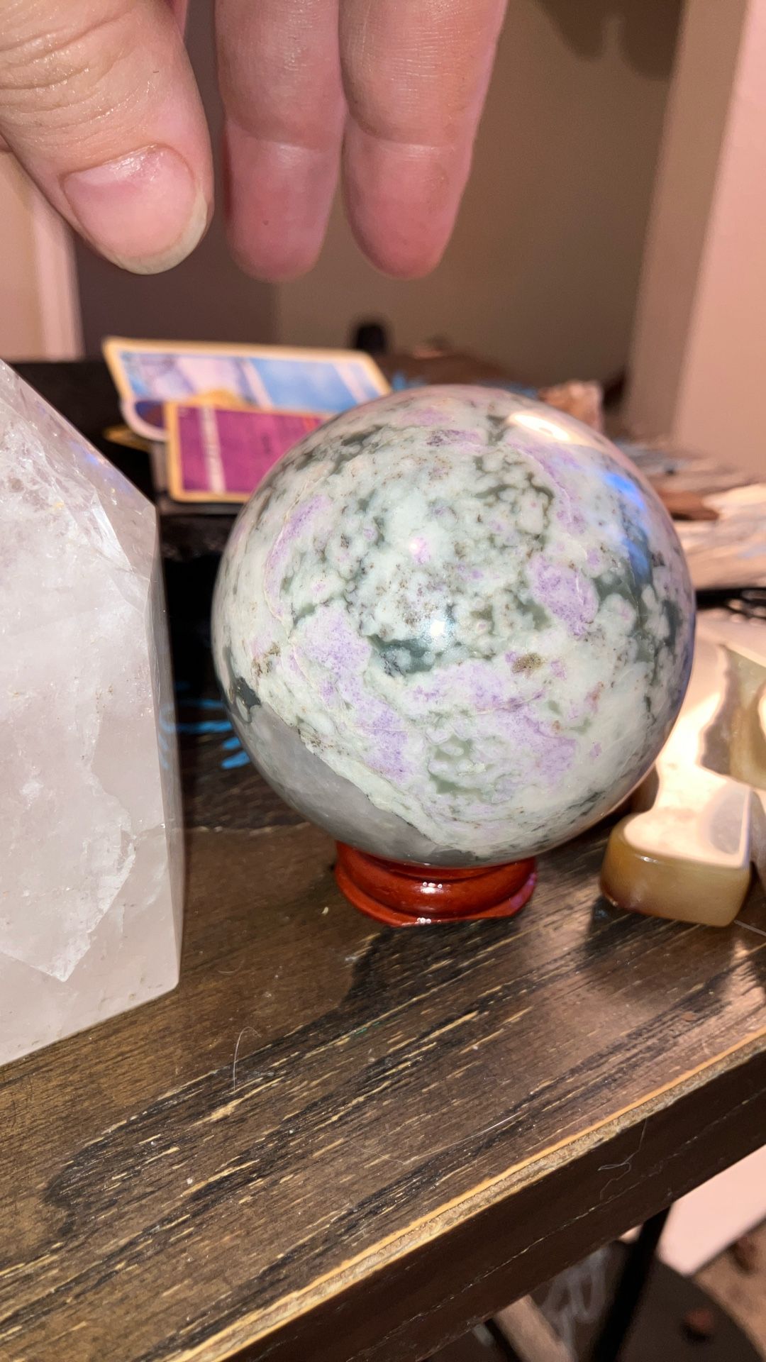 Unsure The Material But B beautiful Comes With Stand Also Very Heavy!!!
