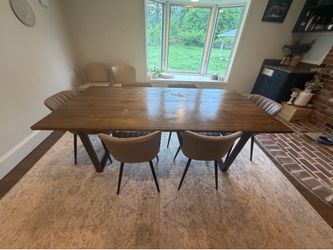 Wood dining table - 79in long x 39.5in deep x 30in tall