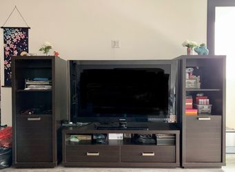 Media Center | TV stand + 2 Cabinets | Dark Brown