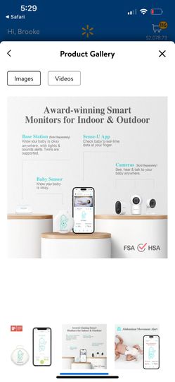 Sense-U Smart Baby Abdominal Movement Monitor - Tracks Baby's Abdominal Movement, Temperature, Rollover and Sleeping Position for Baby Safety with Ins