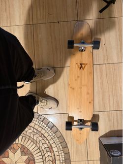 White Wave Bamboo Longboard Skateboard — Clean Condition