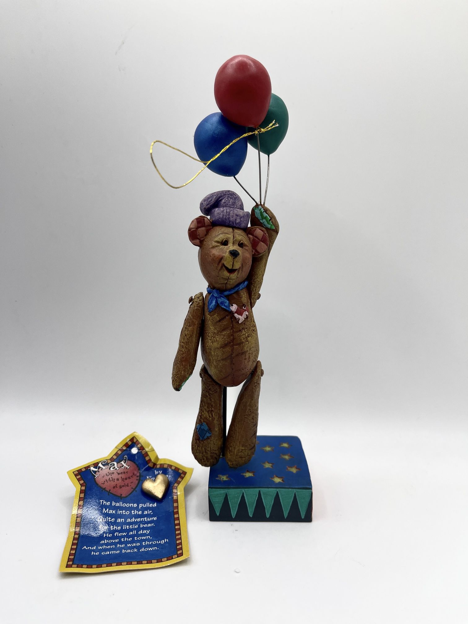 NEW! Jim Shore Max the Bear "Balloons"  by Enesco 1996 In Open Box