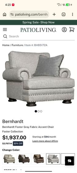 Bernhardt Foster Gray Fabric Accent Chair