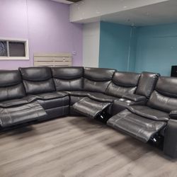 New Power Sectional Sofa With Three Power Recliners On Sale Now Don't Miss