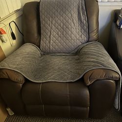Brown Leather Manual Recliner 