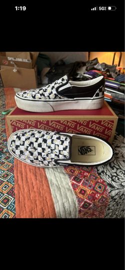Slip on checkered floral platform vans women’s 9