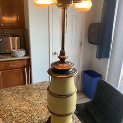 Stiffel Lamps Vintage Yellow And Ceramic -Brass