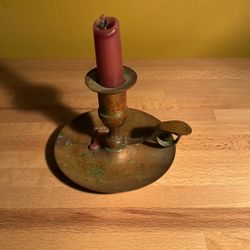 Beautiful Antique Brass Arts, And Crafts Style Candle Holder