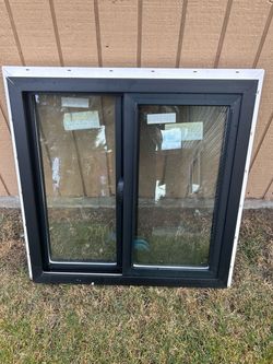 Double Pane Sliding Window Black Frame