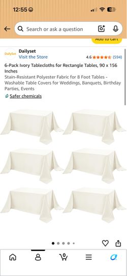 Unopened 6-pack ivory tablecloths