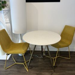 West Elm White Quartz Bistro Table w/ Chairs