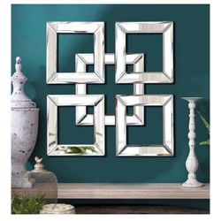 New Modern 12” x 12” Square Mirrored Wall Mounted Decorative Mirror 
