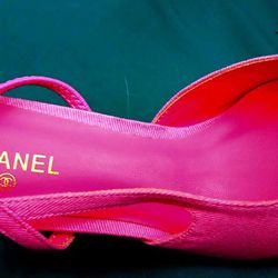 AUTHENTIC CHANEL DENIM SLINGBACK MULES HOT PINK 