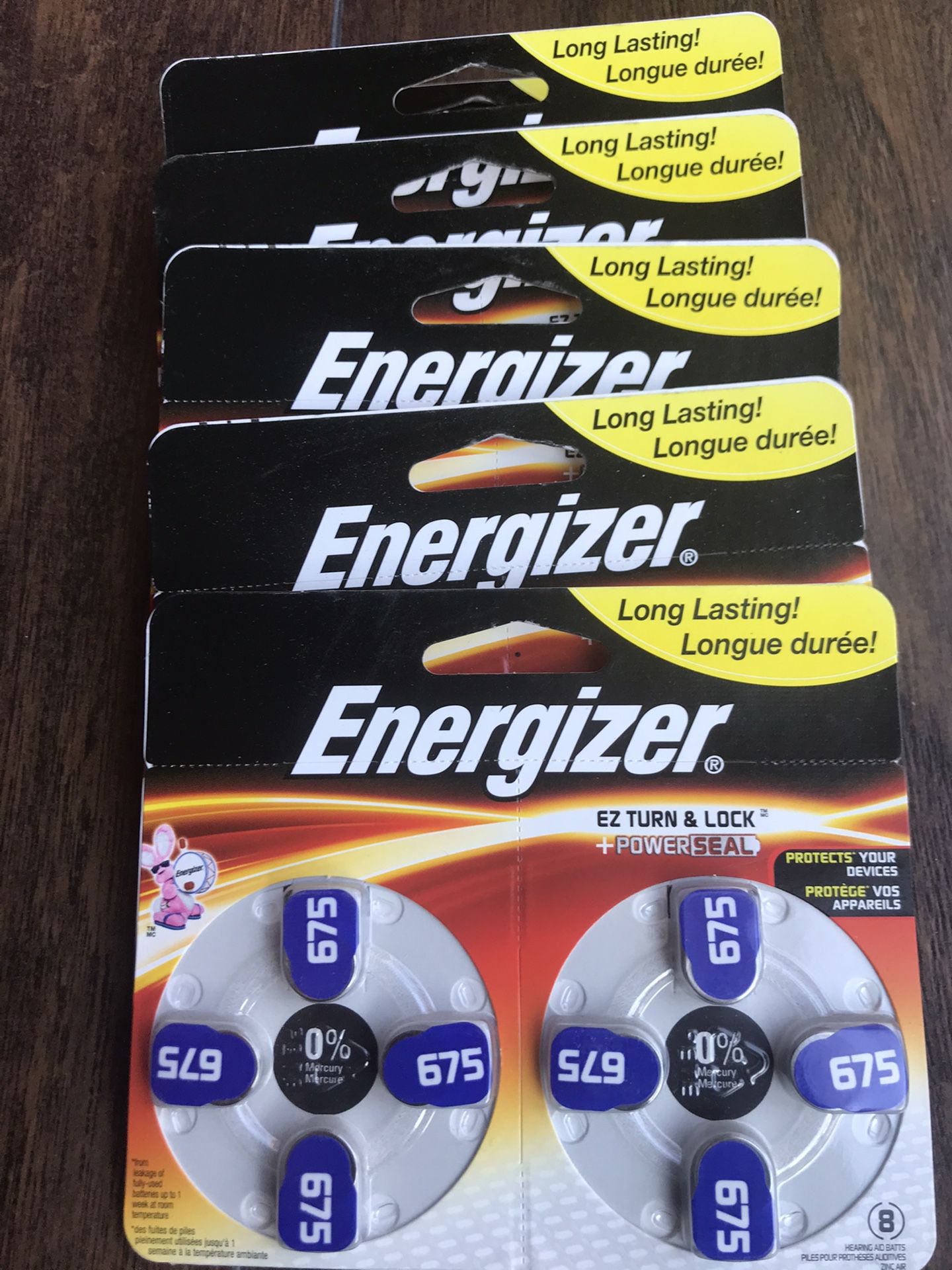 Energizer EZ Turn & Lock Hearing Aid Batteries 675. Lot of 6. Long Lasting Never Used. Brand New. Great Deal.