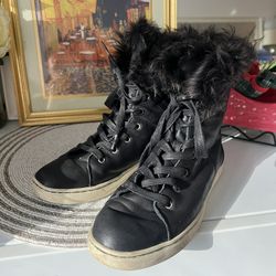 UGG Soft Leather Fur Lined High Top Shoes 