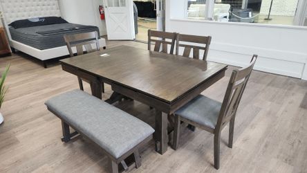6 piece dining set with extensions